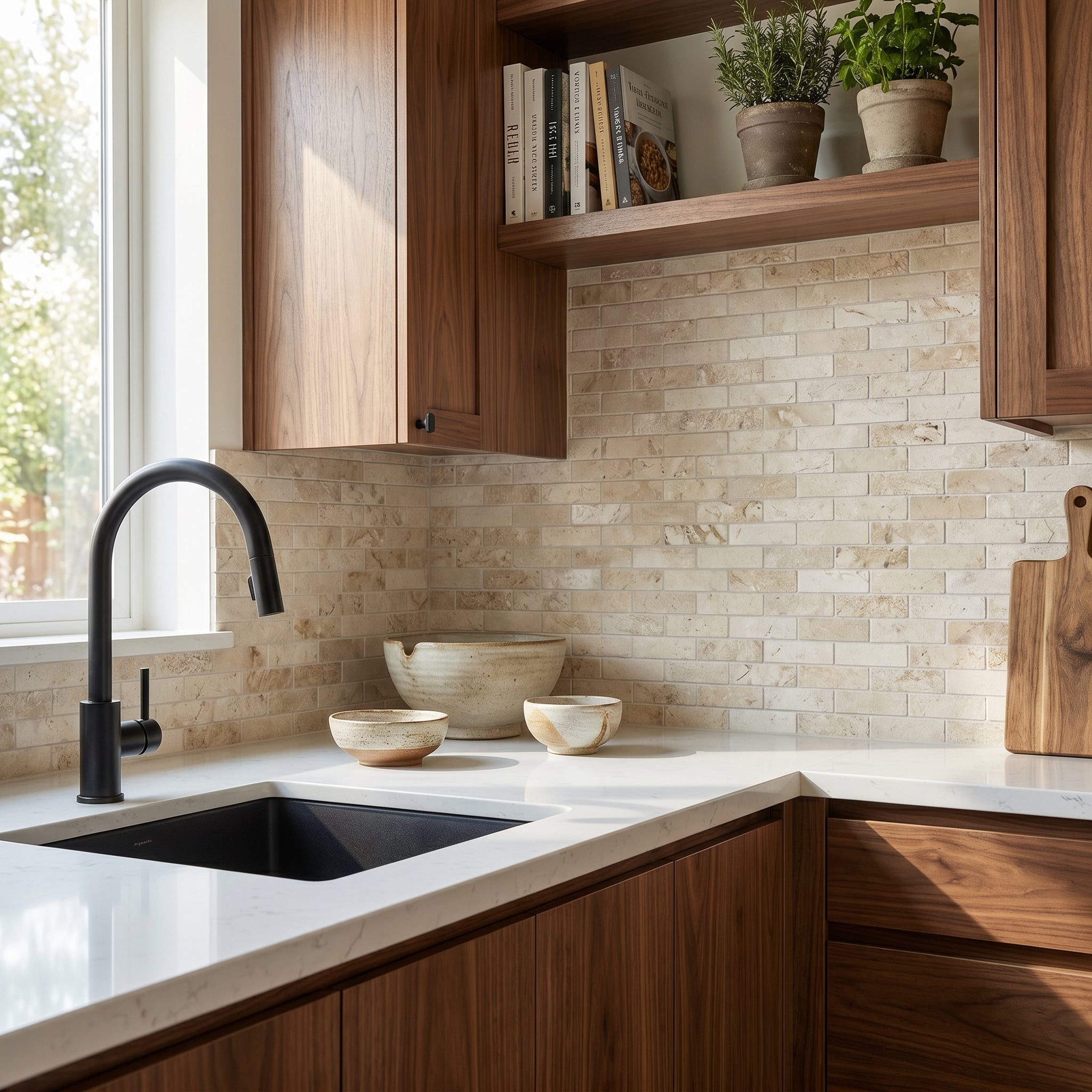 Shell Stone Limestone Stripe Liner on 12" x 12" Mesh Mosaic Tile