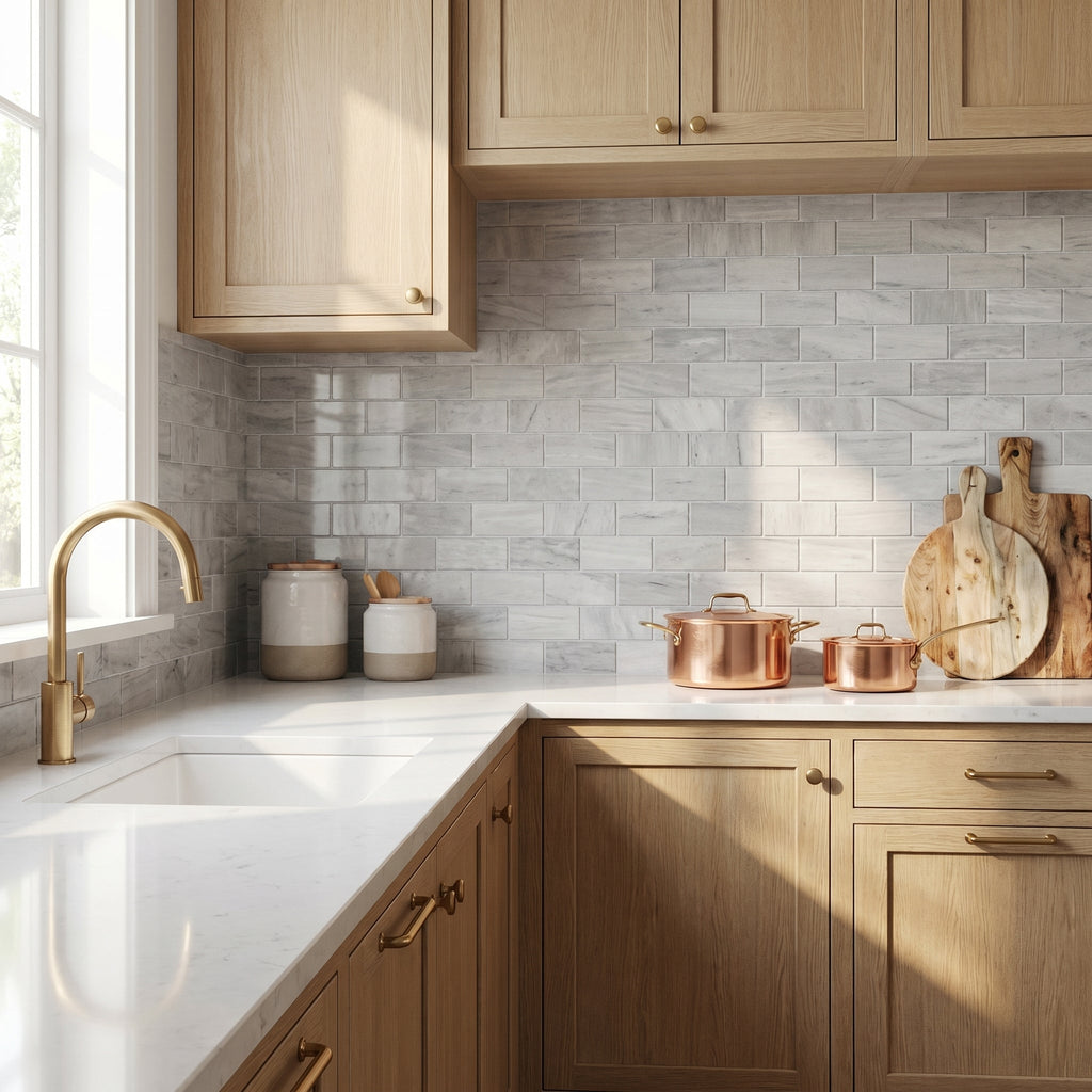 Solto White Marble 2"x4" Brick Honed on 12" x 12" Mesh Mosaic Tile