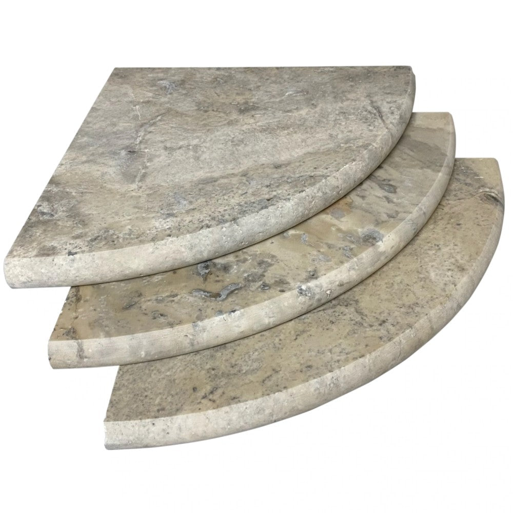 Silver Travertine 9" Shower Corner Shelf Honed and Filled