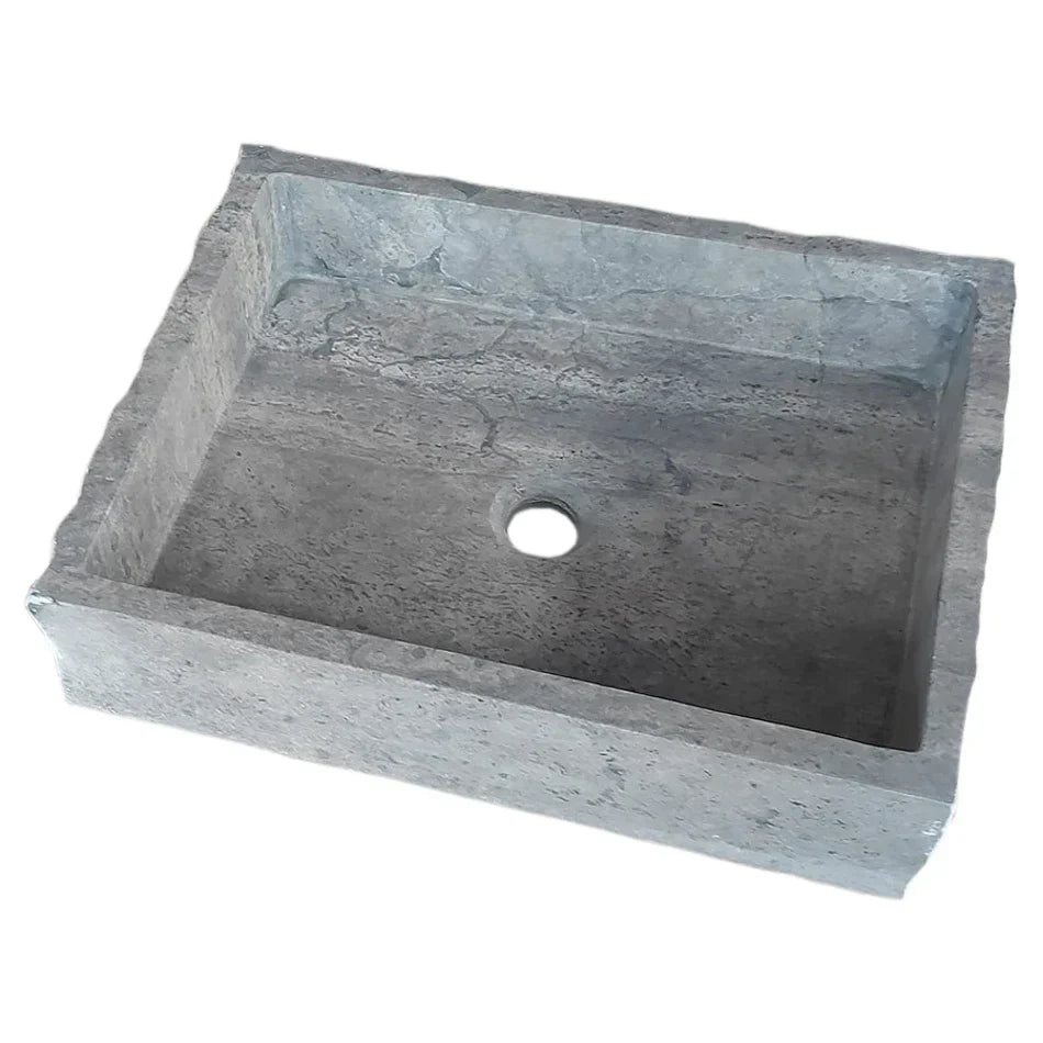 Silver Travertine Wall-mount Split-face Bathroom Sink (W)16" (L)20"