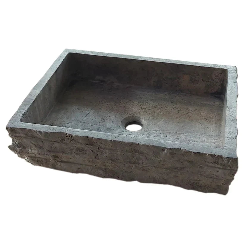 Silver Travertine Wall-mount Split-face Bathroom Sink (W)16" (L)20"
