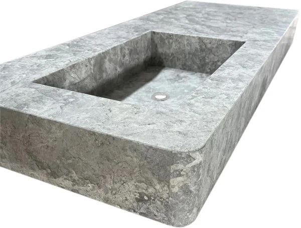 Tundra Gray Marble Wall-mount Vanity Top Sink (W)20" (L)48"