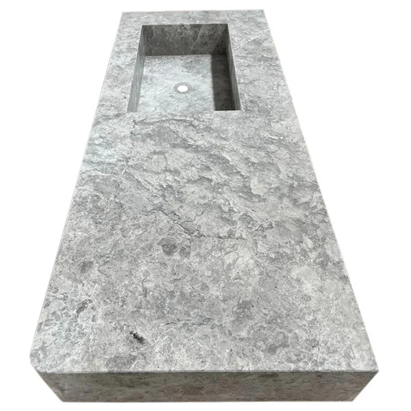 Tundra Gray Marble Wall-mount Vanity Top Sink (W)20" (L)48"