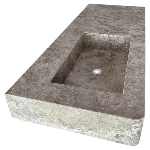Tundra Gray Marble Wall-mount Vanity Top Sink (W)20" (L)48"